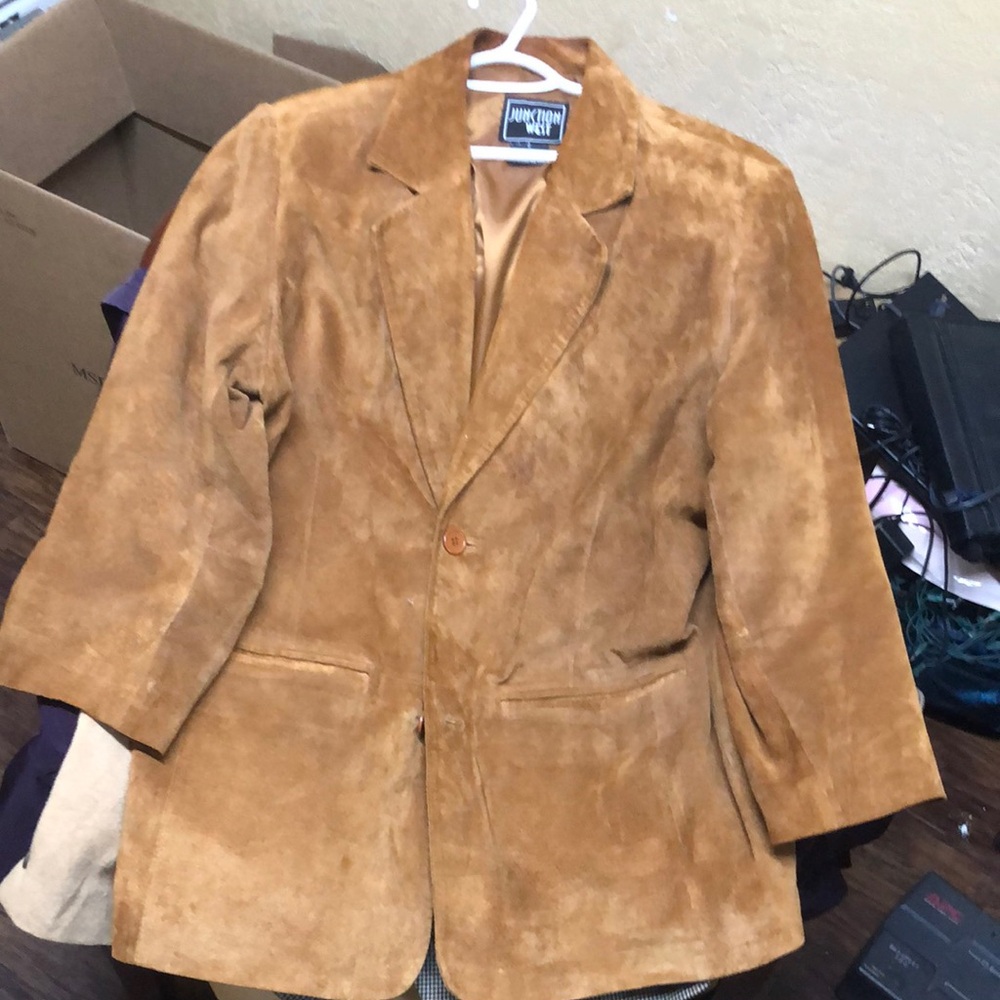 Brown Suede Sport Coat with Notched Lapel